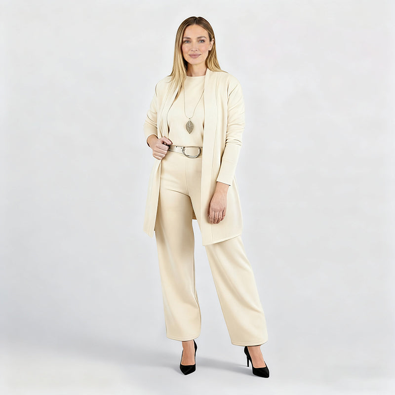 🍁 Neu im Herbst/Winter! | Nur noch 1 Tag: -50 % ⏳ 3-teiliges Set aus Longline-Cardigan, Top & Hose