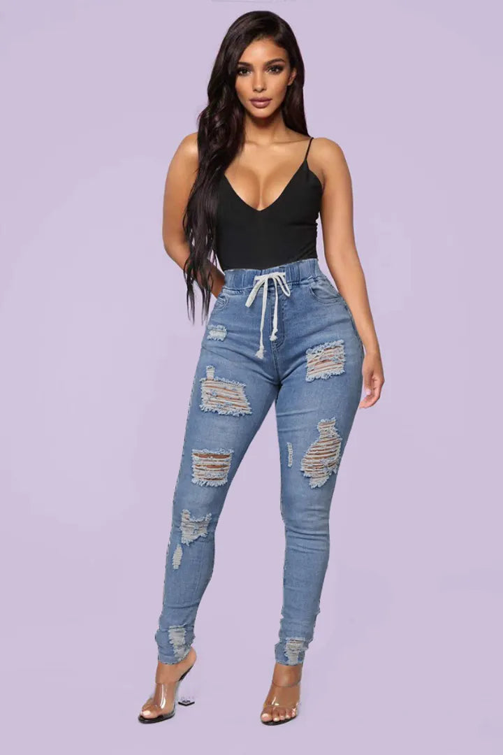 👖 50% RABATT! 🔥 Stretch-Skinny-Jeans mit Rissen – Figurbetont, Bequemer Stretch & Perfekt Für Einen Coolen Alltagslook 💙 Kostenloser Versand