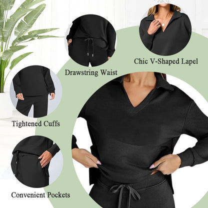 🎁Heißer Verkauf 50 % RABATT⏳ 2-teilige Outfits für Damen, lässige Langarm-Trainingsanzüge