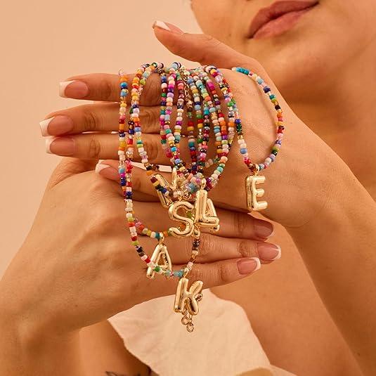 🌈LETZTER TAG DER AKTION – 50 % RABATT🎨 Buchstaben-Perlenkette für Damen🔤A-Z