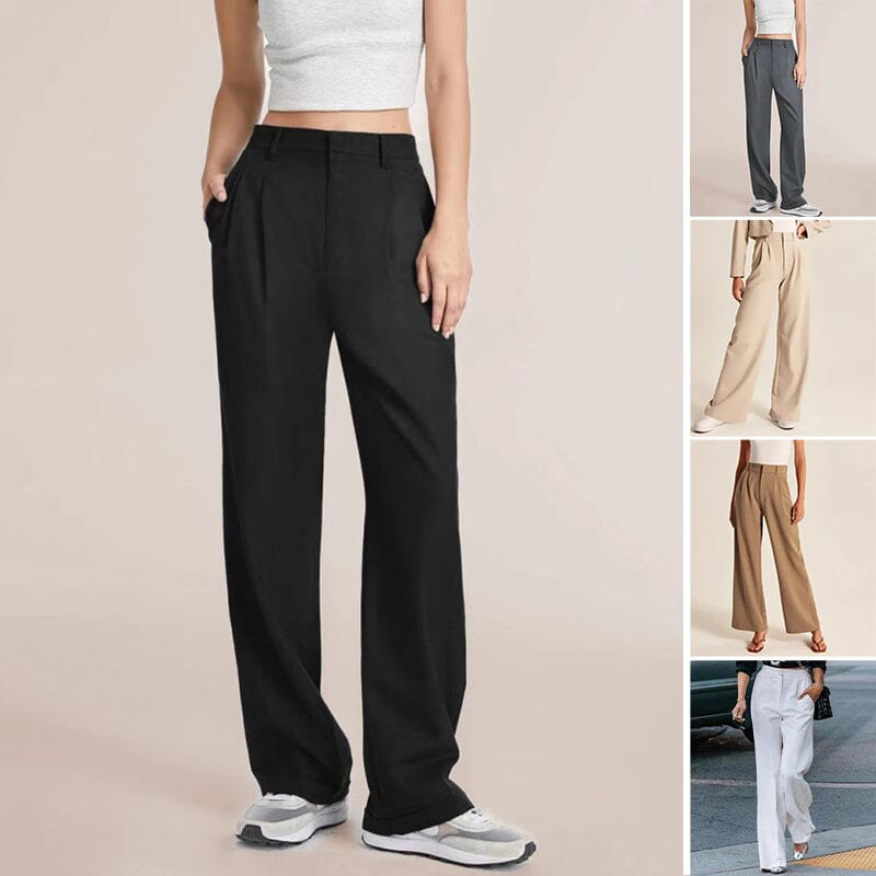 Fließende High-Waist Hose mit weitem Bein & Gürtel – Elegante, vielseitige Stoffhose 👖✨