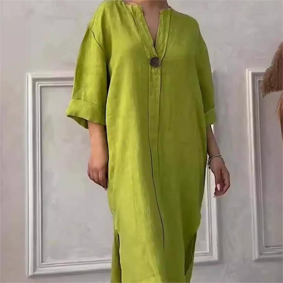 👗Lässiges, atmungsaktives Kleid in Volltonfarbe