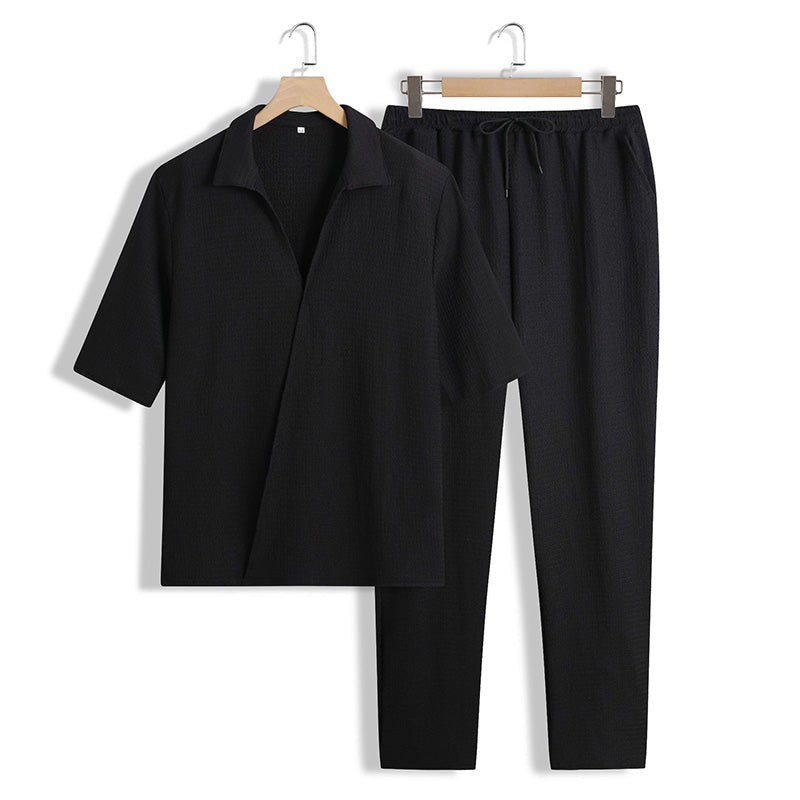 🔥Neu eingetroffen 50 % Rabatt💥2-teiliges Set für Herren – kurzärmliges Oberteil mit V-Ausschnitt und Hose