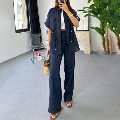 🥰Zweiteiler Arbeitskleidung Casual mit Kordelzug für Damen