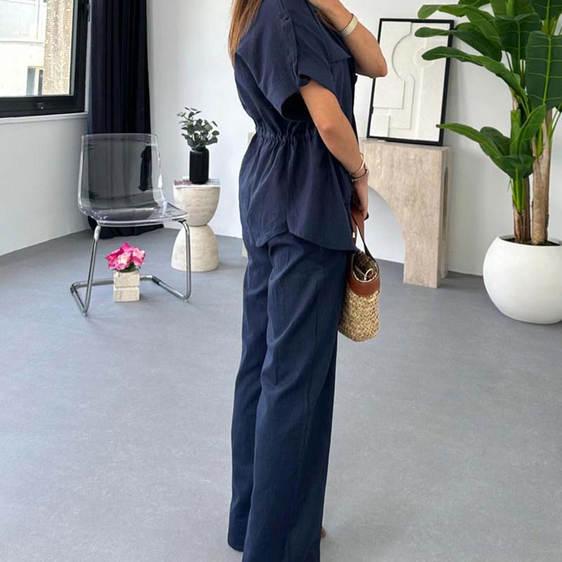 🥰Zweiteiler Arbeitskleidung Casual mit Kordelzug für Damen