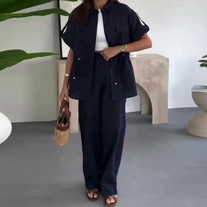 🥰Zweiteiler Arbeitskleidung Casual mit Kordelzug für Damen