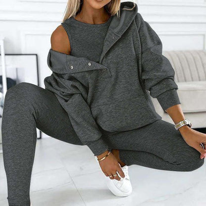 Lässiger und bequemer Sweatshirt-Anzug mit Kapuze