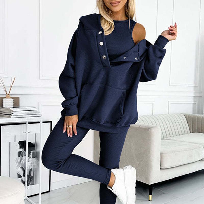 Lässiger und bequemer Sweatshirt-Anzug mit Kapuze