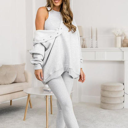 Lässiger und bequemer Sweatshirt-Anzug mit Kapuze