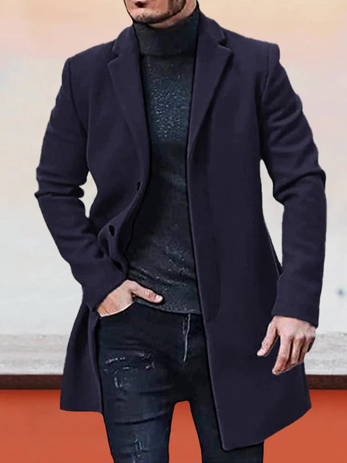 Herren einreihige einfarbige Jacke mit Schnalle