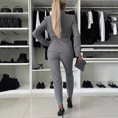 🔥HOT SALE 50% RABATT🔥 Damen-Doppelreihiger Blazer & Maßgeschneiderte Hosen-Kombination