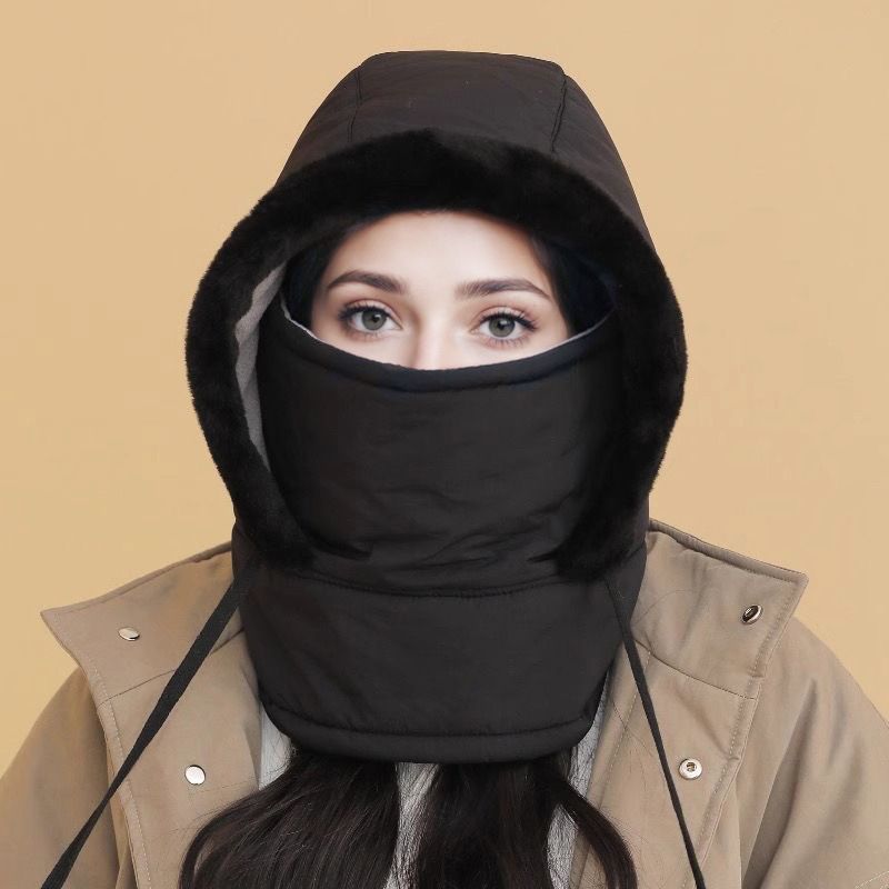 Verdickte Thermomütze mit Plüschfutter und Gesichtsmaske für Damen und Herren