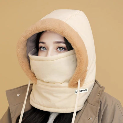 Verdickte Thermomütze mit Plüschfutter und Gesichtsmaske für Damen und Herren