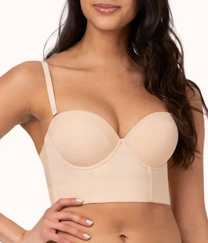Ideal als Unterwäsche für Blazer & Anzüge – Damen Minimizer BH, Rückenfrei mit Trägern, Bustier für Große Größen, Figurformend