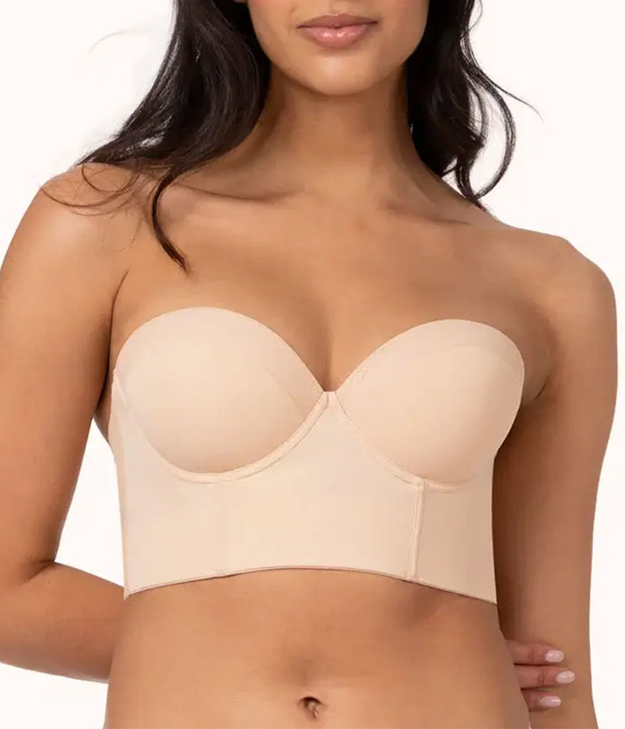 Ideal als Unterwäsche für Blazer & Anzüge – Damen Minimizer BH, Rückenfrei mit Trägern, Bustier für Große Größen, Figurformend