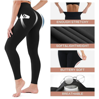 Figurformende High-Waist-Trainingsleggings zur Po-Lifting und Bauchweg mit Seitentasche