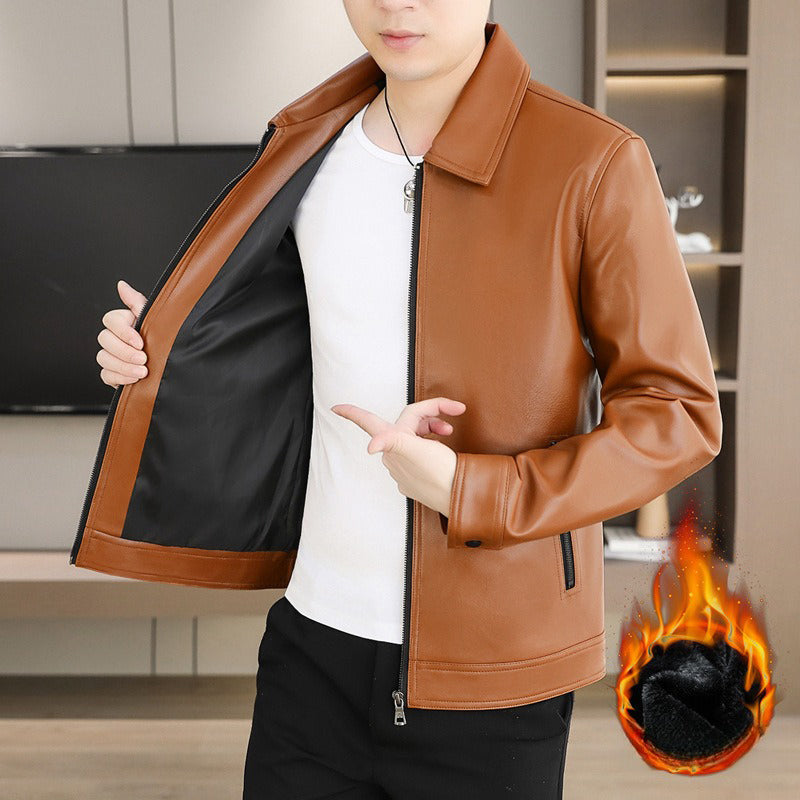 Trendige, lässige Jacke aus Kunstleder für Herren