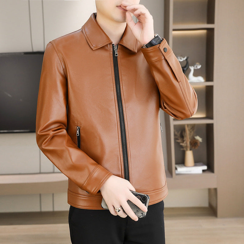 Trendige, lässige Jacke aus Kunstleder für Herren