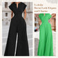 Damen-Jumpsuit mit V-Ausschnitt, kurzen Ärmeln und weitem Bein