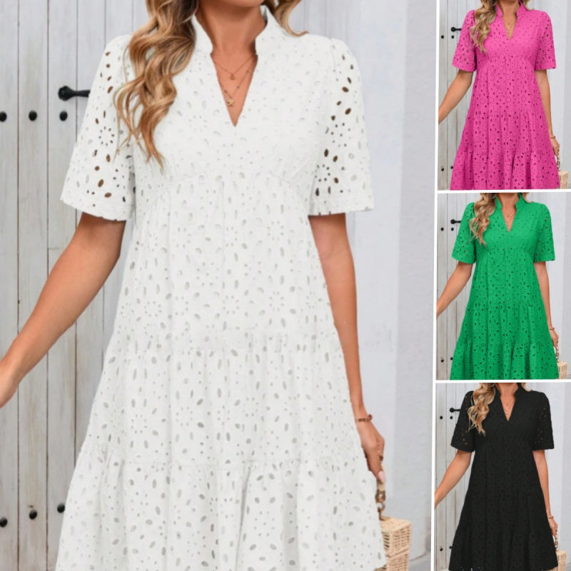 🌸 Frühjahrs-Neuheiten: 50% Rabatt in 3 Tagen! ⏳💃Damen V-Ausschnitt A-Linie Ausschnitt Bedrucktes Kleid