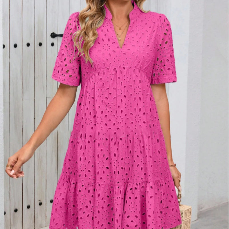 🌸 Frühjahrs-Neuheiten: 50% Rabatt in 3 Tagen! ⏳💃Damen V-Ausschnitt A-Linie Ausschnitt Bedrucktes Kleid