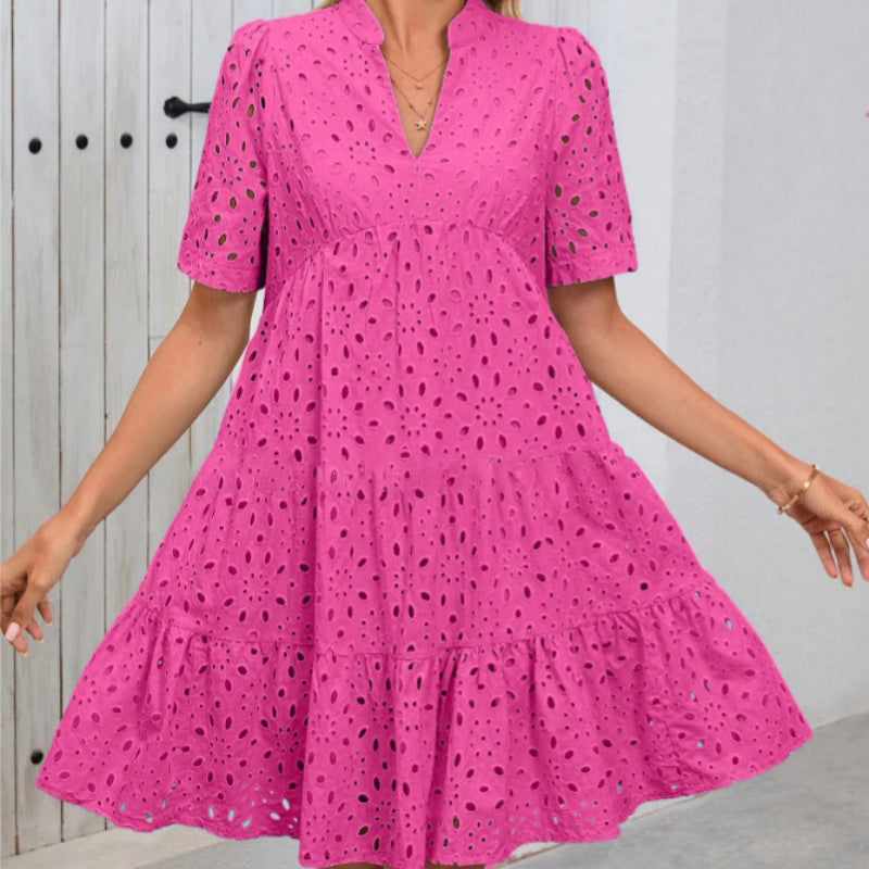 🌸 Frühjahrs-Neuheiten: 50% Rabatt in 3 Tagen! ⏳💃Damen V-Ausschnitt A-Linie Ausschnitt Bedrucktes Kleid