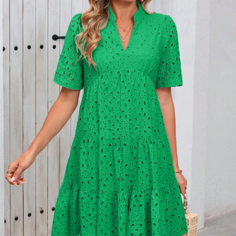🌸 Frühjahrs-Neuheiten: 50% Rabatt in 3 Tagen! ⏳💃Damen V-Ausschnitt A-Linie Ausschnitt Bedrucktes Kleid