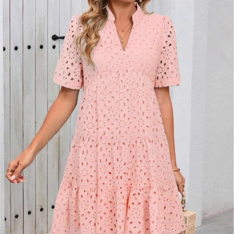 🌸 Frühjahrs-Neuheiten: 50% Rabatt in 3 Tagen! ⏳💃Damen V-Ausschnitt A-Linie Ausschnitt Bedrucktes Kleid