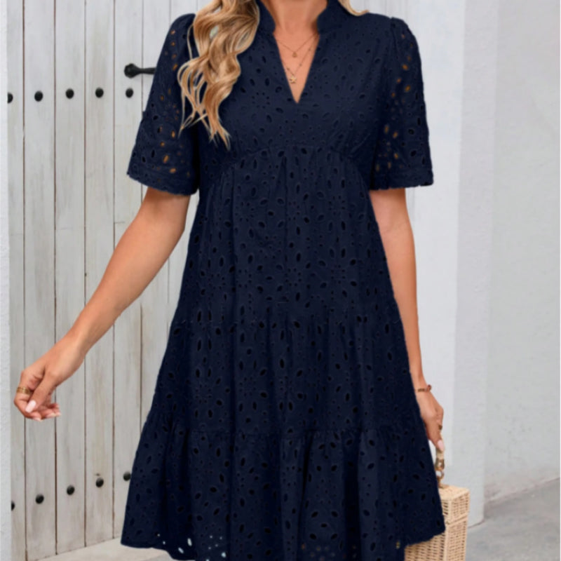 🌸 Frühjahrs-Neuheiten: 50% Rabatt in 3 Tagen! ⏳💃Damen V-Ausschnitt A-Linie Ausschnitt Bedrucktes Kleid