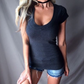 ✨1 kaufen, 1 gratis💥Damen Sommer Tief V-Ausschnitt Slim Tops