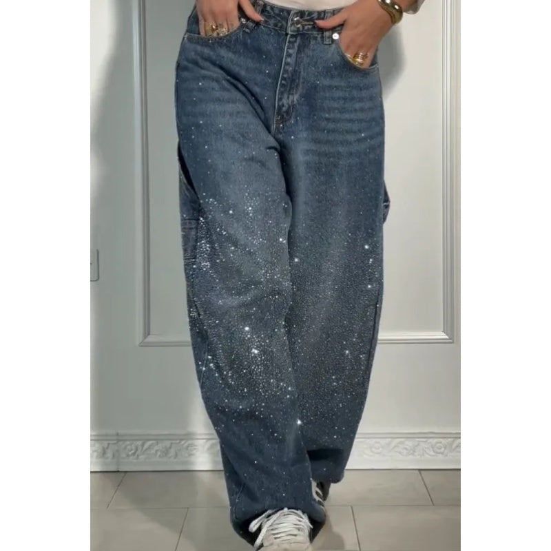 Damen-Jeans mit Strassverzierung – Lässige, bequeme Hose für Alltag & Freizeit ✨👖