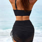 🌞Frühlingserwachen: 50% Rabatt!🏖️ Damen 3-teiliges Bikini-Set mit Hochtailliertem Slip & Schwimrock – Mesh-Details, Kordelzug & Bauchkontrolle