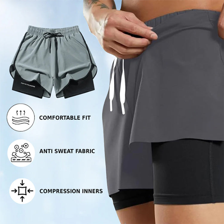 Laufshorts für Damen & Herren – mit integrierter Kompressionshose, schnell trocknend & leicht – ideal für Training & warme Tage🏃‍♀️🏃‍♂️💨