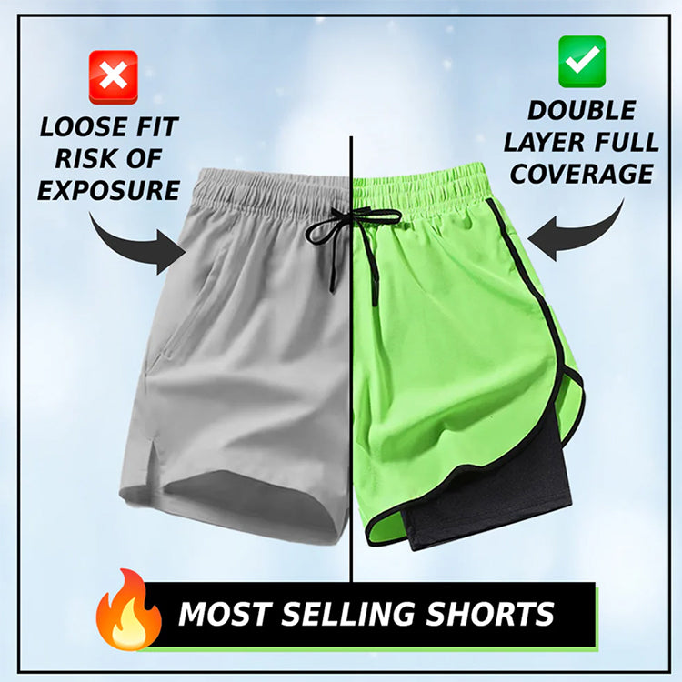 Laufshorts für Damen & Herren – mit integrierter Kompressionshose, schnell trocknend & leicht – ideal für Training & warme Tage🏃‍♀️🏃‍♂️💨