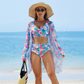 🏖️👙Modisches, mehrfarbig bedrucktes 3-teiliges Bikini-Badeanzug-Set für Damen