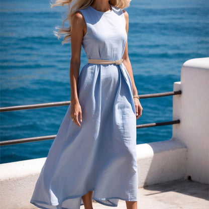 🔥【Sommersale】Elegantes Maxikleid mit Gürtel - Atmungsaktiv & Figurbetont
