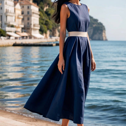 🔥【Sommersale】Elegantes Maxikleid mit Gürtel - Atmungsaktiv & Figurbetont
