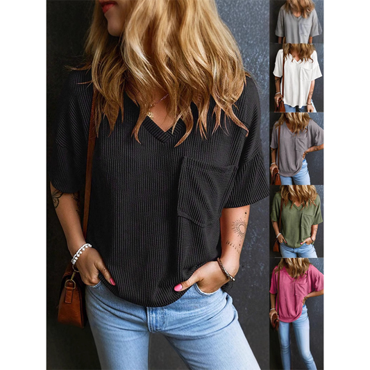 🔥 NEU! 2025 V-Cut Kurzarmshirt aus Premium-Kunstkord – Jetzt 20€ sparen!