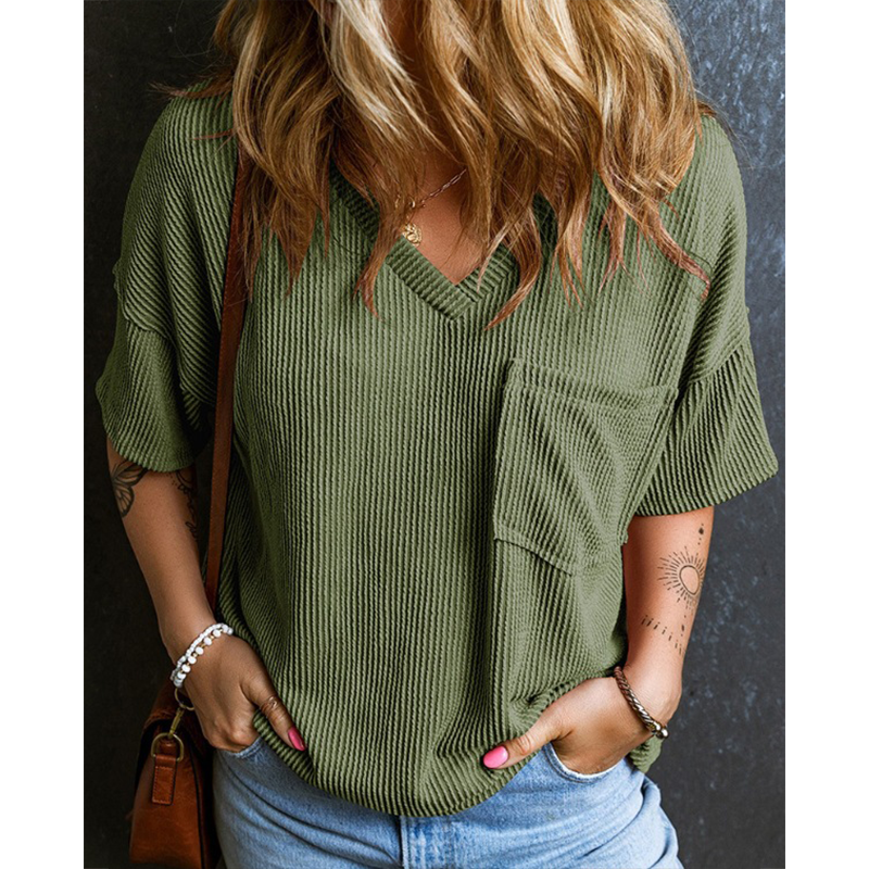 🔥 NEU! 2025 V-Cut Kurzarmshirt aus Premium-Kunstkord – Jetzt 20€ sparen!