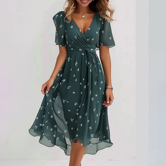 🔥NEU! 2025 Trend-Chiffonkleid mit V-Ausschnitt – Jetzt 20€ sparen!