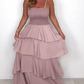 Solid Color Spaghetti Tiered Skirt