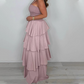 Solid Color Spaghetti Tiered Skirt