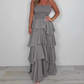 Solid Color Spaghetti Tiered Skirt