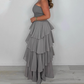 Solid Color Spaghetti Tiered Skirt