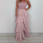 Solid Color Spaghetti Tiered Skirt