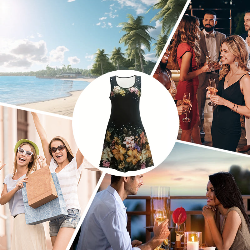 🔥 Sommer-Sale: 20€ sparen!🌸 Ärmelloses Blumenkleid für Frauen – Leicht & stylisch!💃