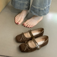 Elegante Mary-Jane Flachschuhe für Damen mit eckiger Spitze, Schnalle und Schleifendetail