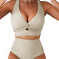 👙2025 New Type ~50% OFF 👙Texturiertes Bikini-Set mit Knotendetail und High-Waist-Schnitt