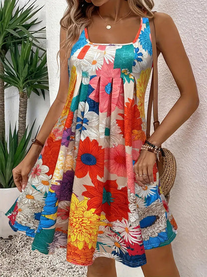 Schlichtes ärmelloses Kleid mit Blumenprint – 60% reduziert für kurze Zeit