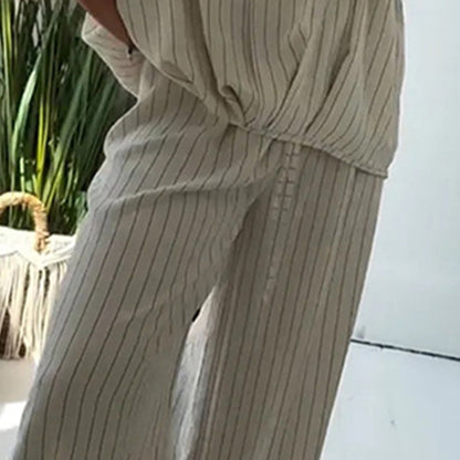 ⏳Zeitlich begrenzter Rabatt💥Women's Striped Top & Wide-Leg Pants 2-Piece Set